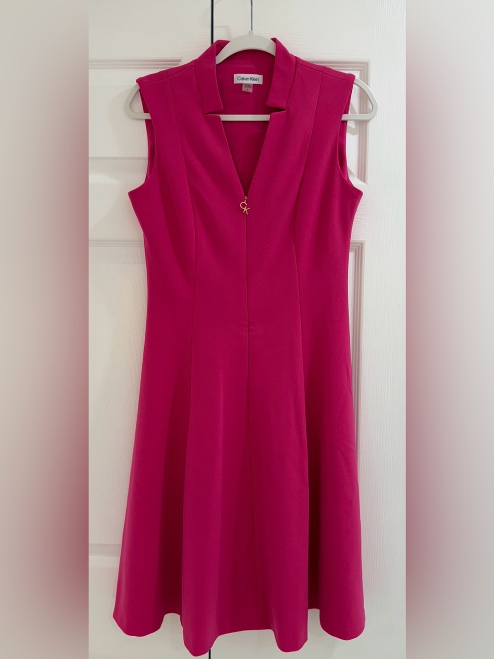 Calvin Klein Fuchsia Sleeveless V-Neck Midi Dress